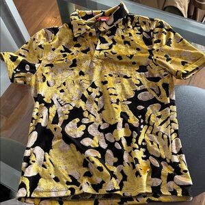 Eckhaus Latta Black and Gold Shrunk Polo - Size S